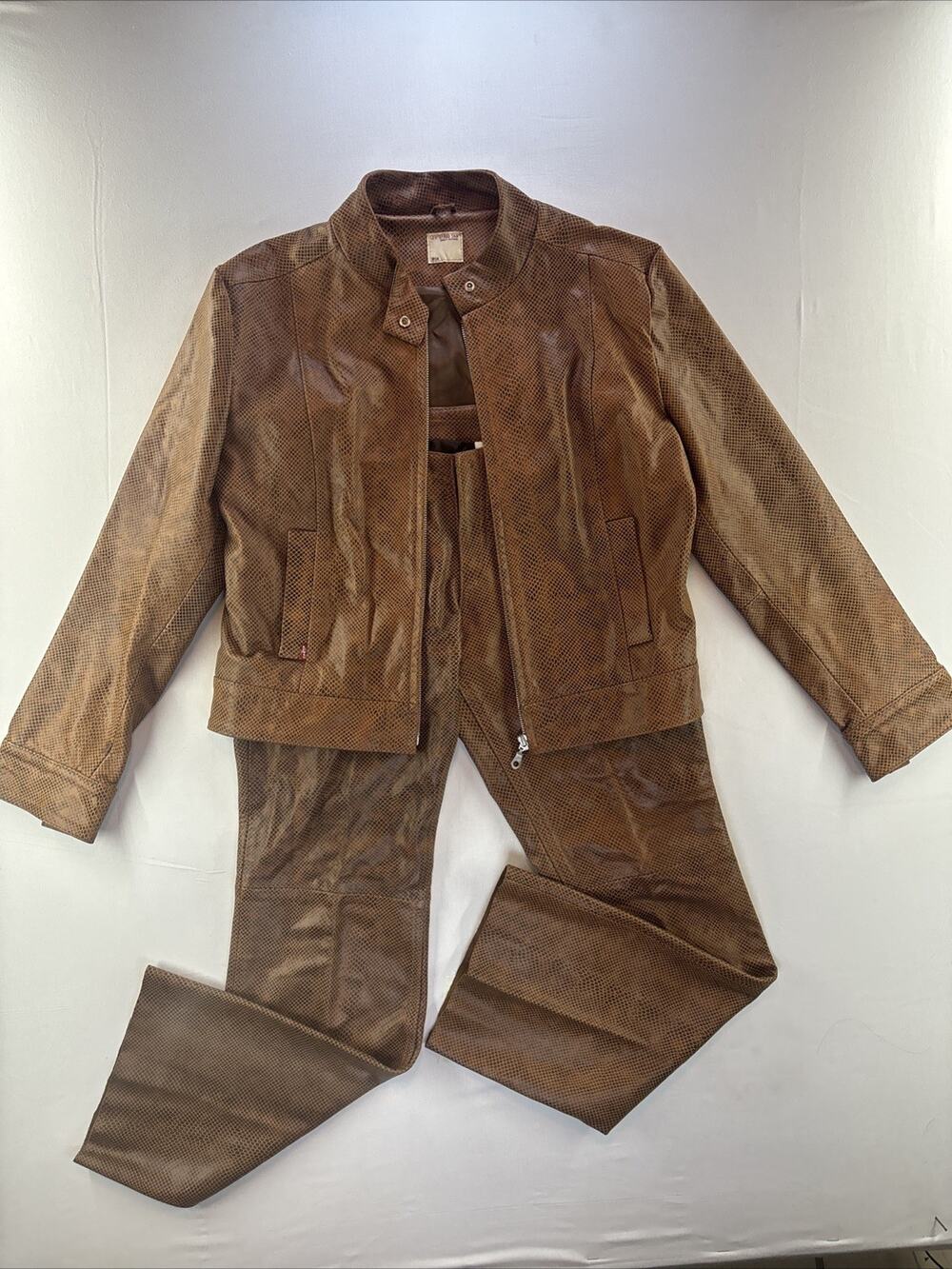 RARE Vintage Levi's Snakeskin Leather Bootcut Pants Jacket Set Women's 32x32 HOT